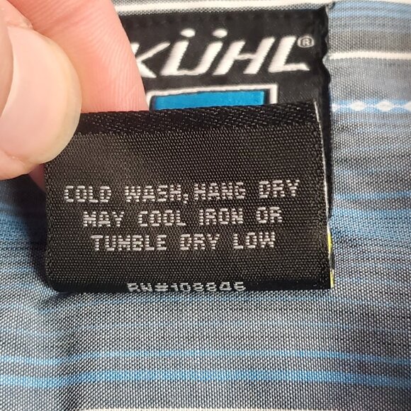 Kuhl Mens Suncel Short Sleeve Button Up Shirt Size L Blue Striped Office Career - Picture 5 of 9